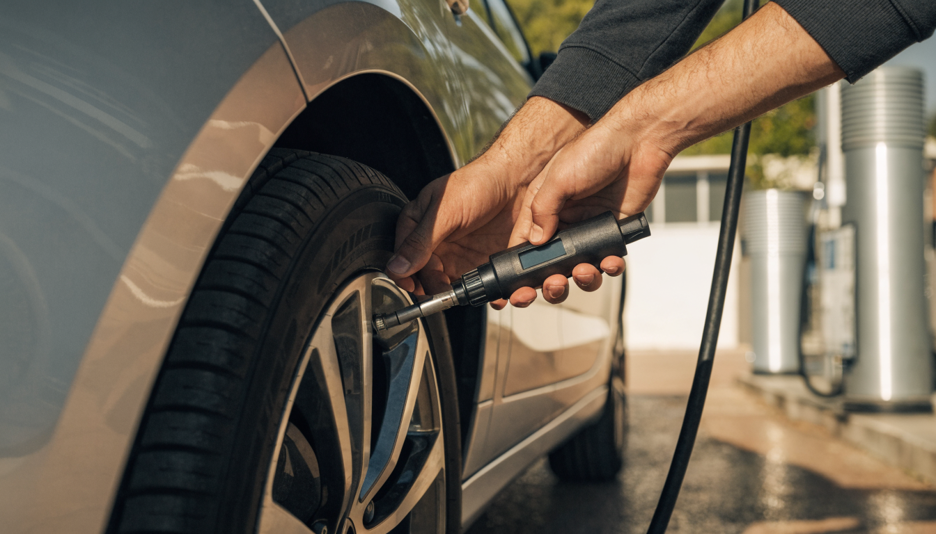tire-pressure-check-gas-station - AllGrar - גרר בדיקת לחץ אוויר בצמיג בתחנת דלק